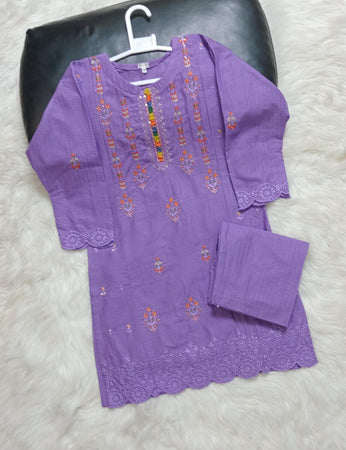 2 PIECE EMBROIDERED COTTON SUIT