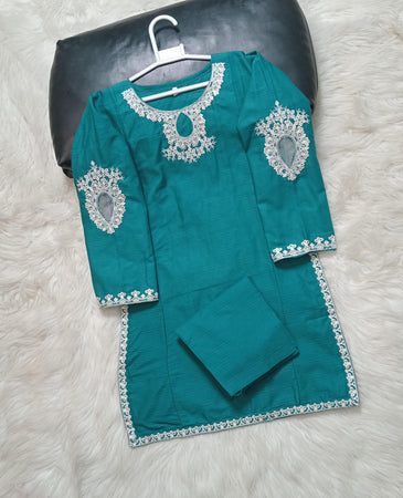 2 PIECE EMBROIDERED COTTON SUIT