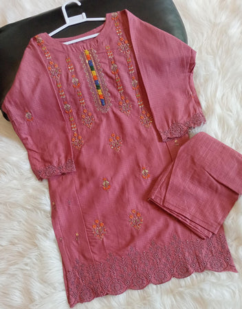 2 PIECE EMBROIDERED COTTON SUIT