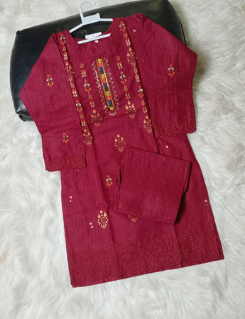 2 PIECE EMBROIDERED COTTON SUIT