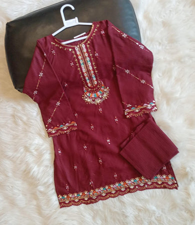 2 PIECE EMBROIDERED COTTON SUIT