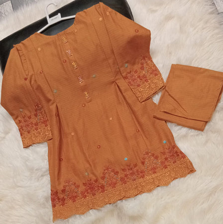 2 PIECE EMBROIDERED COTTON SUIT