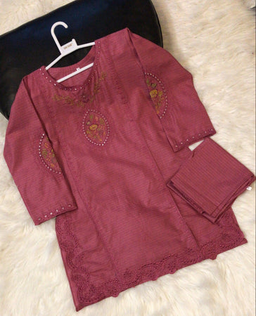 2 PIECE EMBROIDERED COTTON SUIT