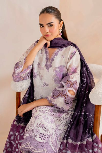3 PIECE - EMBROIDERED FINE CAMBRIC SUIT