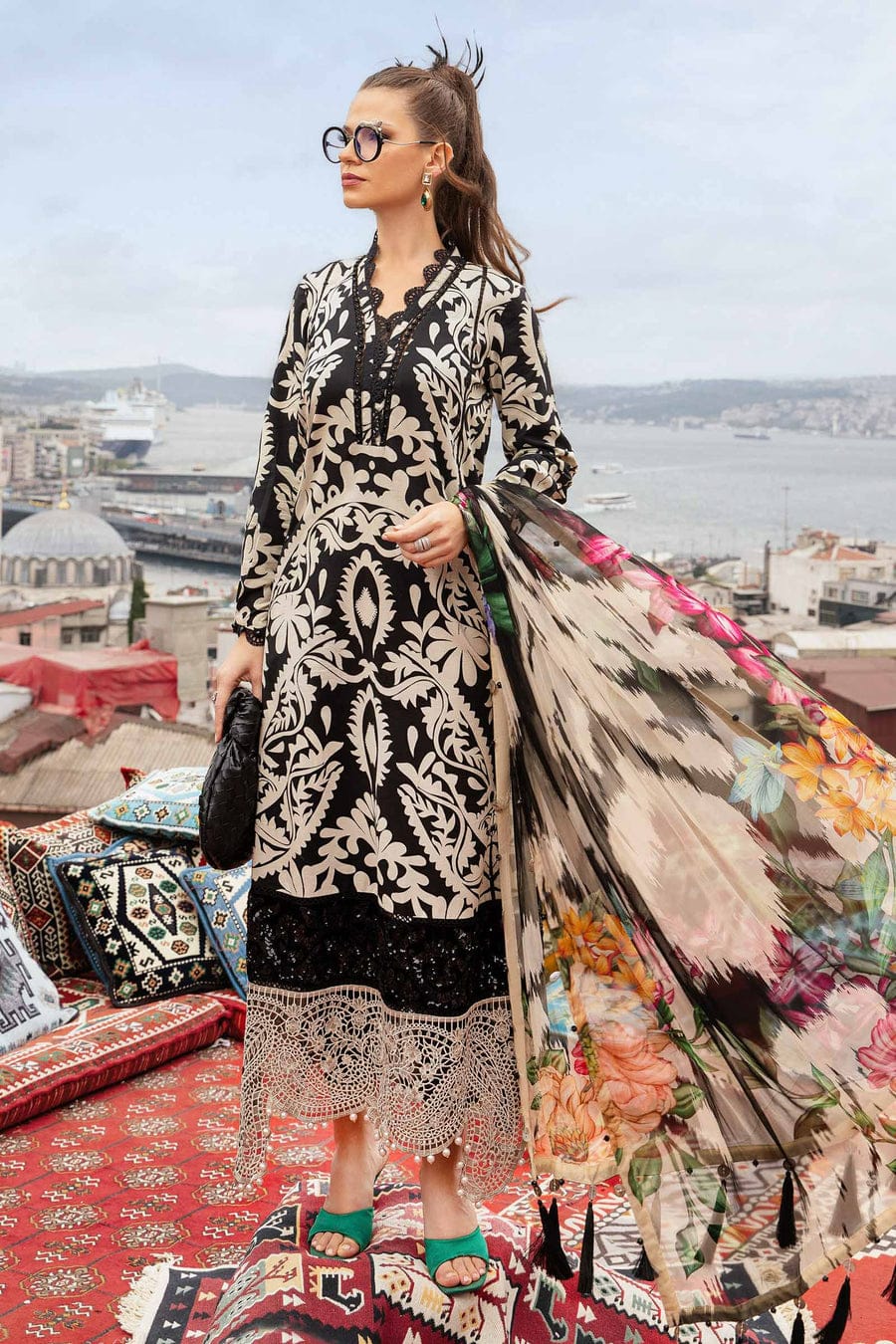 3 PIECE - EMBROIDERED FINE CAMBRIC SUIT
