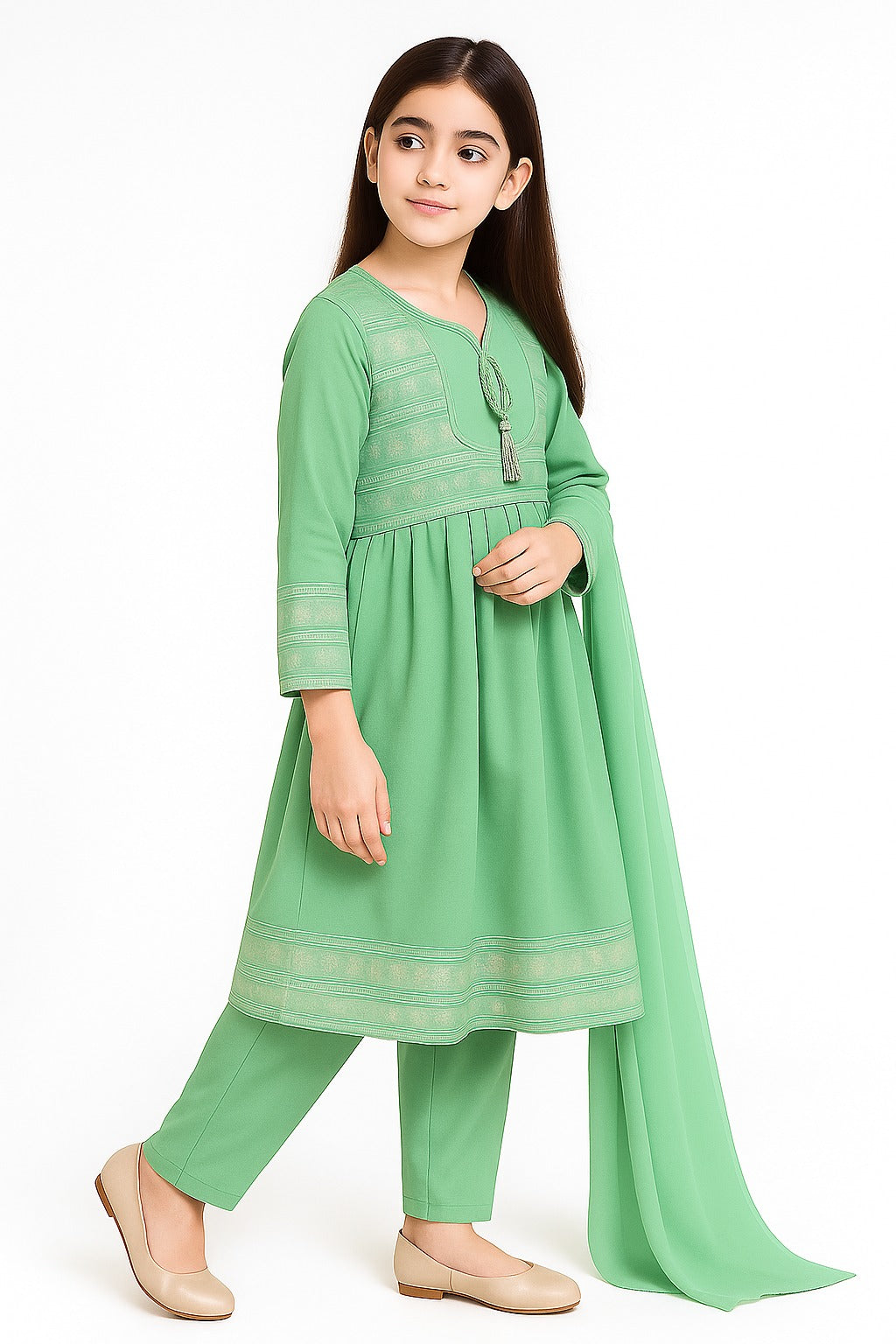 3 PIECE - EMBROIDERED FANCY CHIFFON SUIT