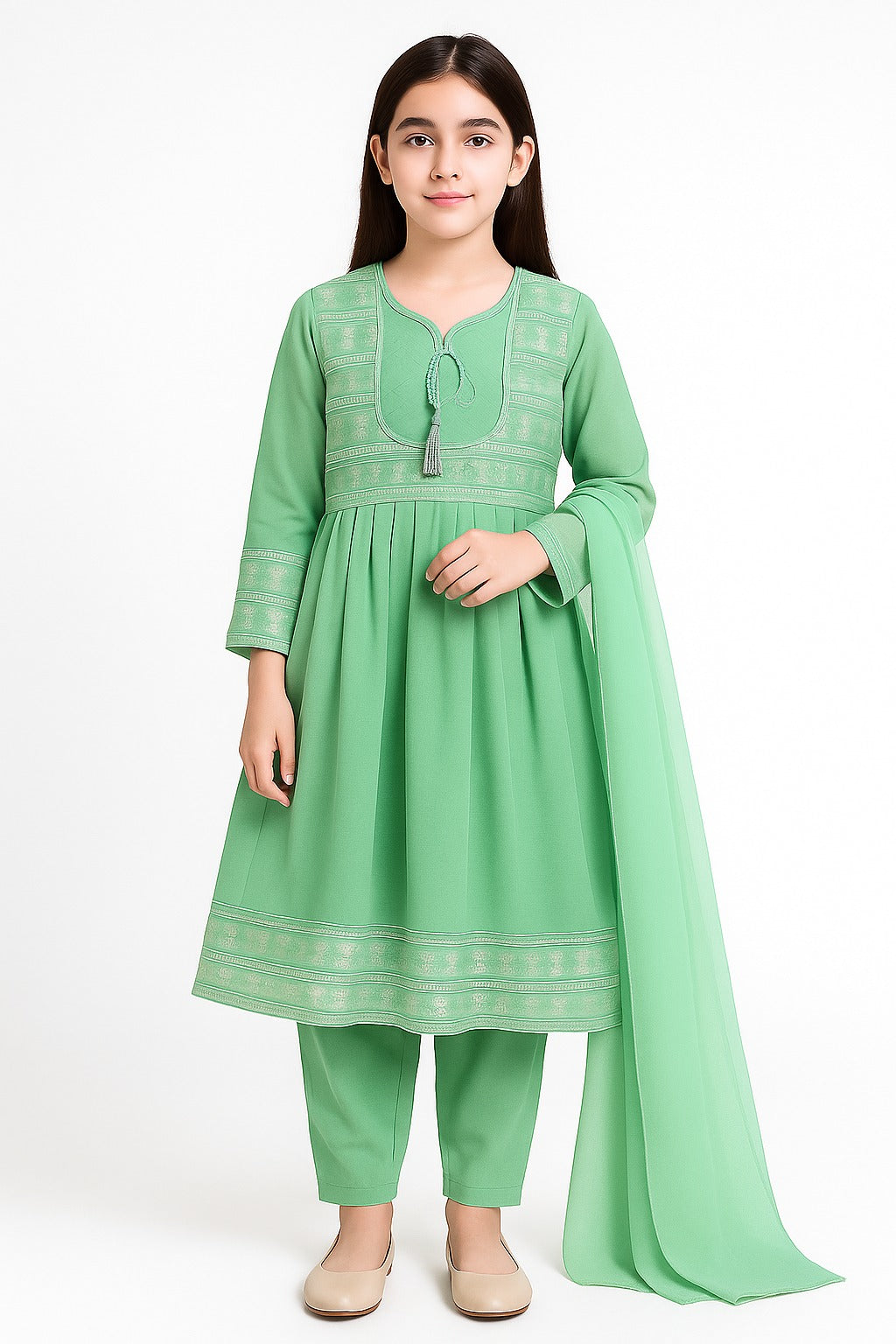 3 PIECE - EMBROIDERED FANCY CHIFFON SUIT