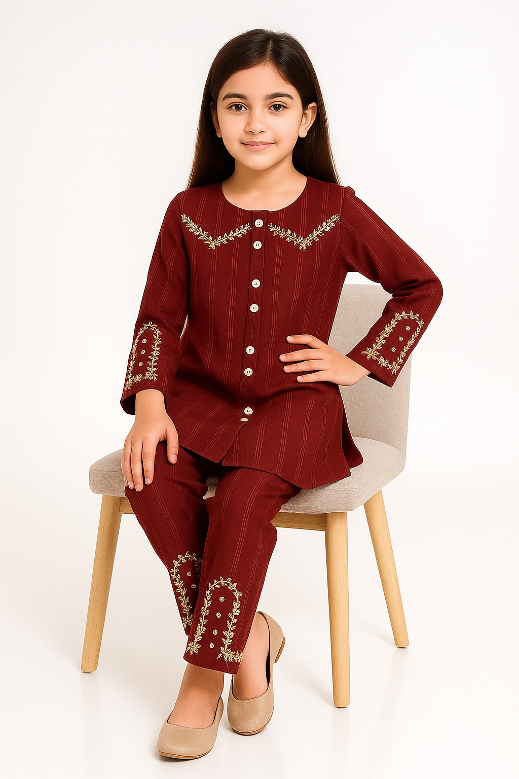 2 PIECE - EMBROIDERED COTTON SUIT