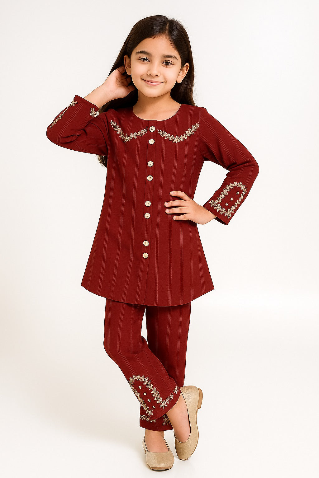 2 PIECE - EMBROIDERED COTTON SUIT