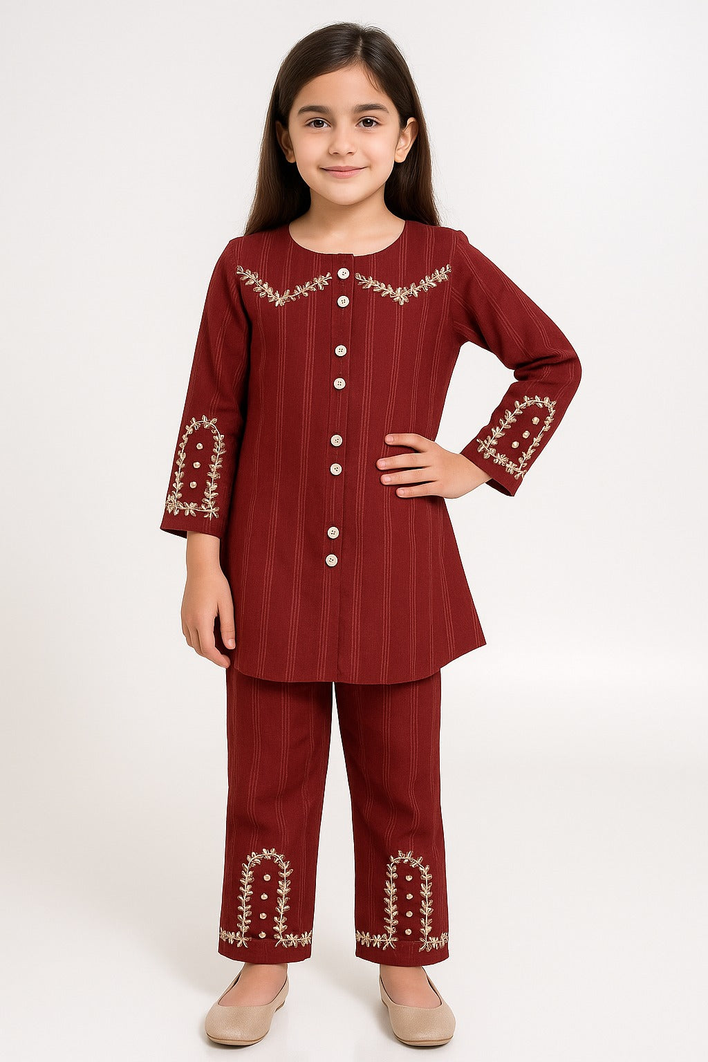 2 PIECE - EMBROIDERED COTTON SUIT