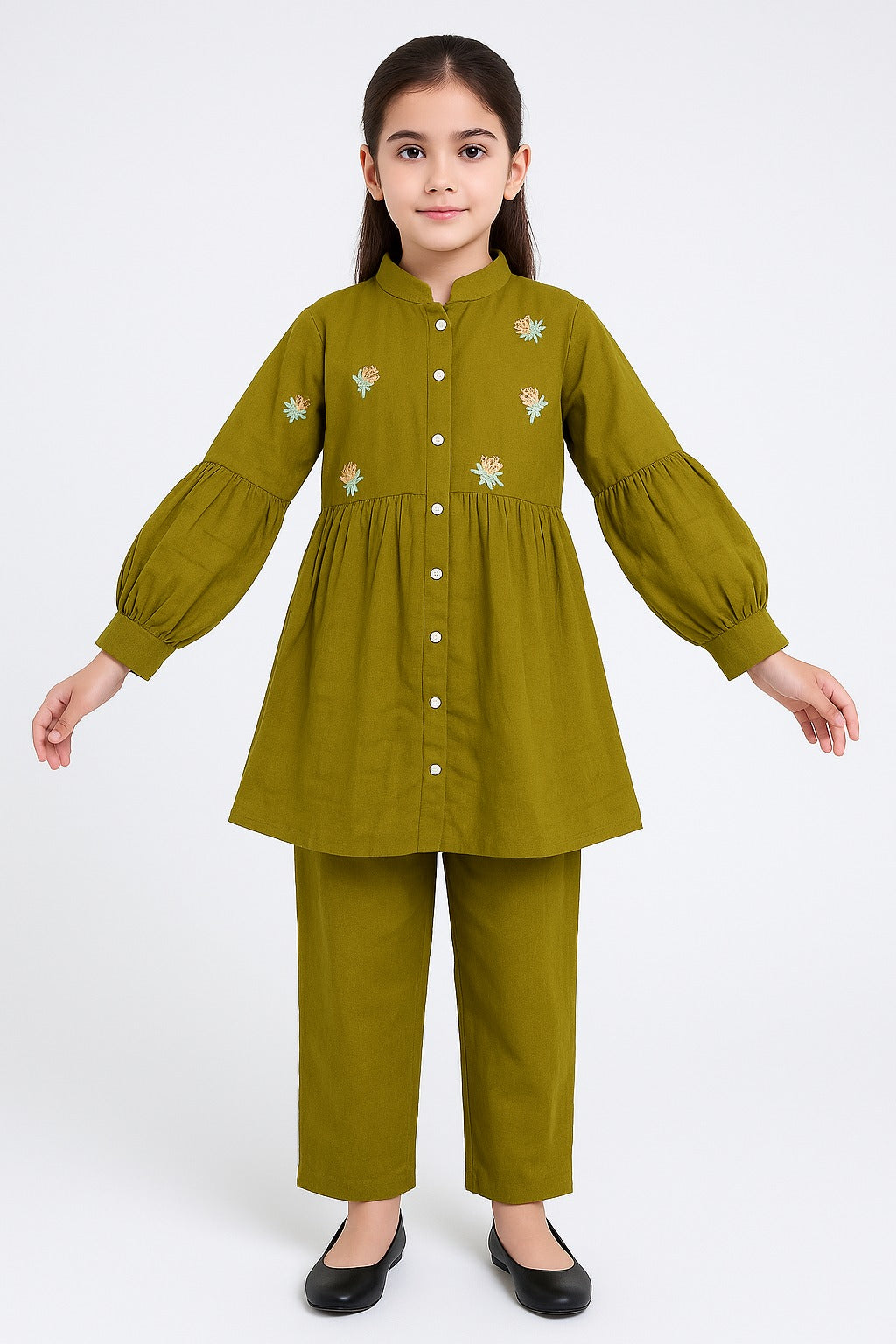 2 PIECE - EMBROIDERED COTTON SUIT