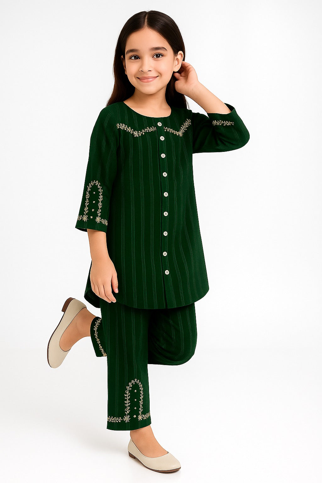 2 PIECE - EMBROIDERED COTTON SUIT