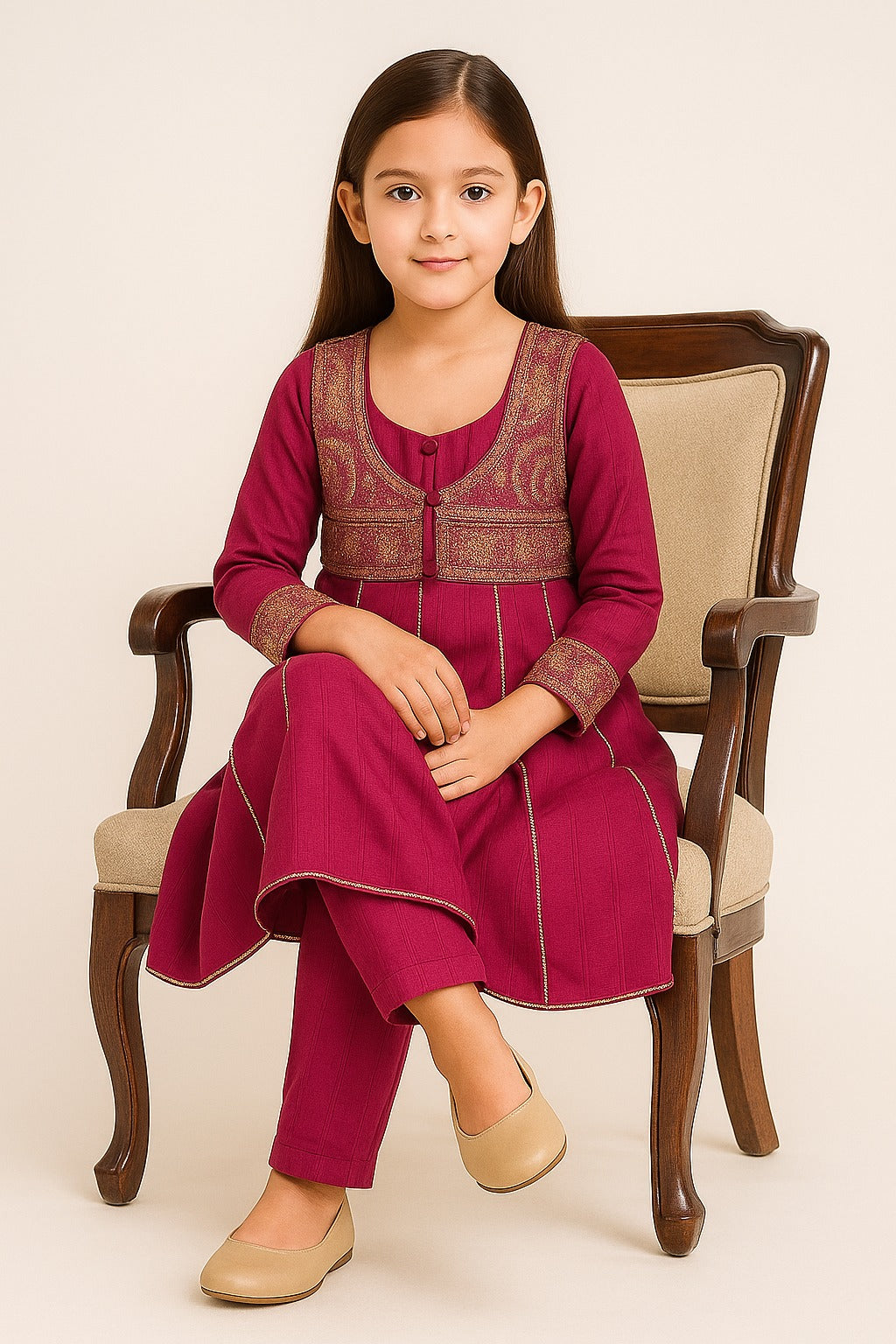 2 PIECE - EMBROIDERED CAMBRIC SUIT