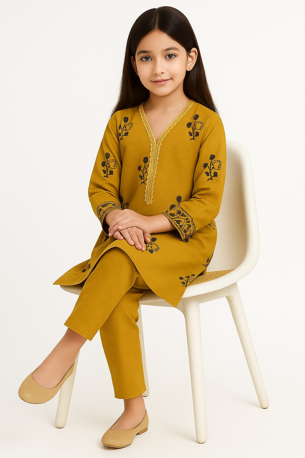 2 PIECE - EMBROIDERED COTTON SUIT