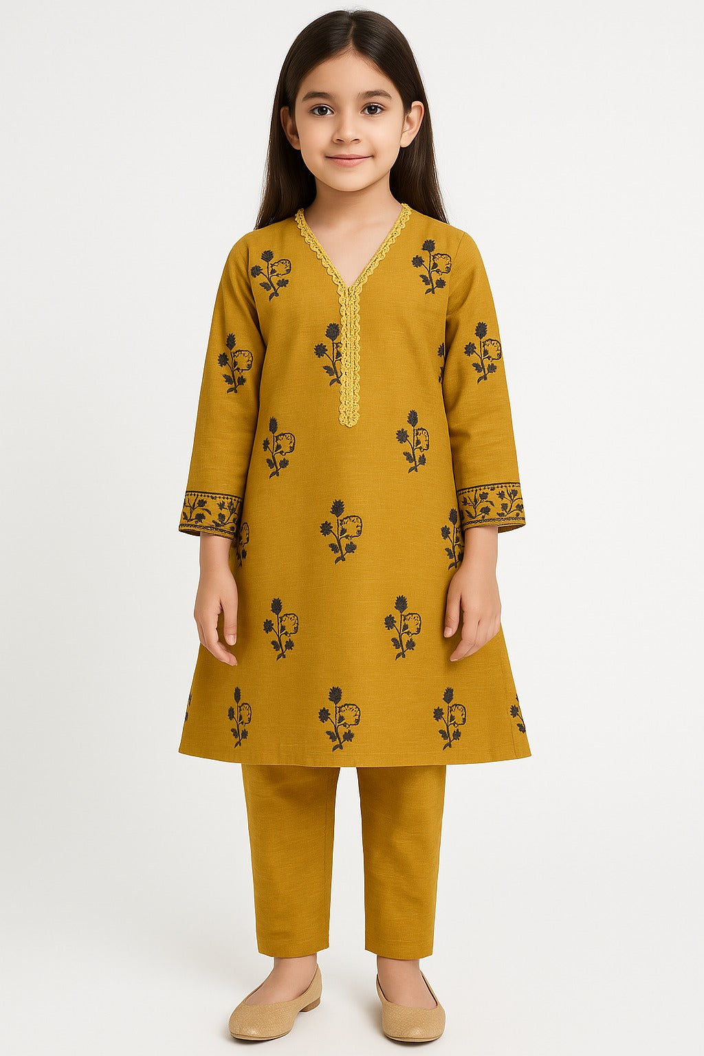 2 PIECE - EMBROIDERED COTTON SUIT