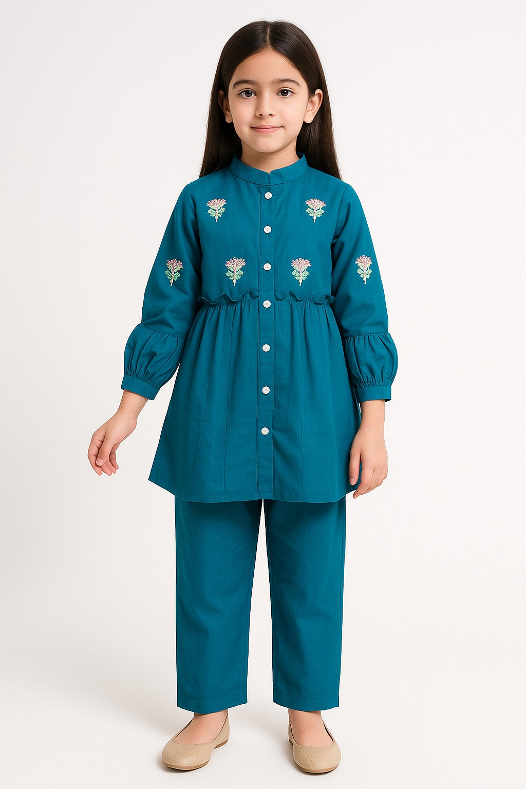2 PIECE - EMBROIDERED COTTON SUIT