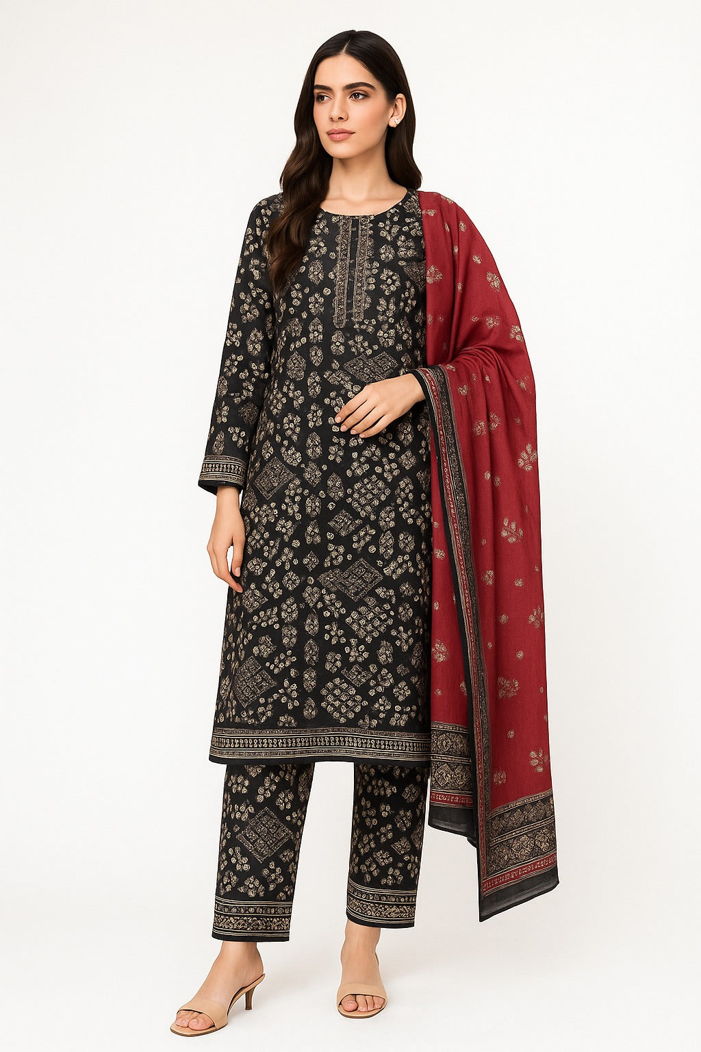 3 PIECE - PRINTED KHADDAR SUIT