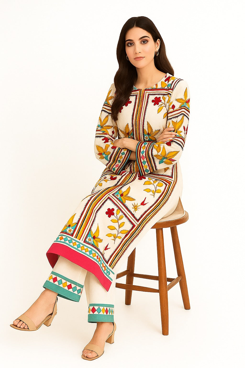 2 PIECE - LONG PRINTED VISCOSE SUIT