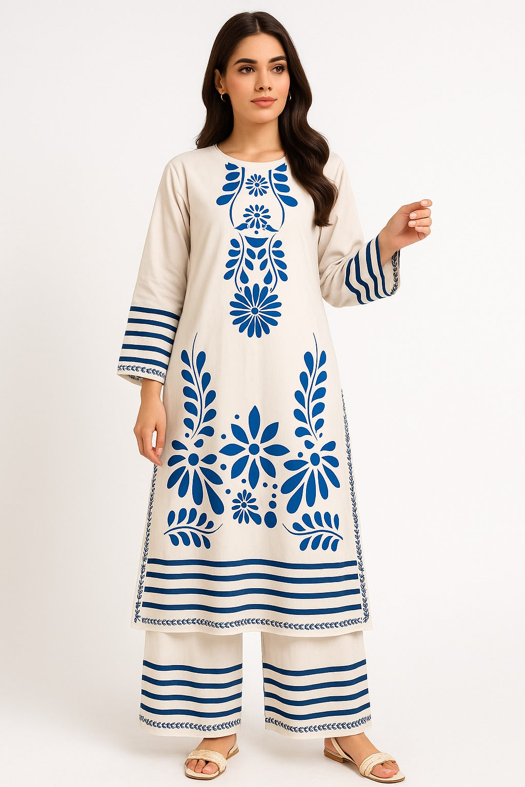 2 PIECE - LONG PRINTED VISCOSE SUIT