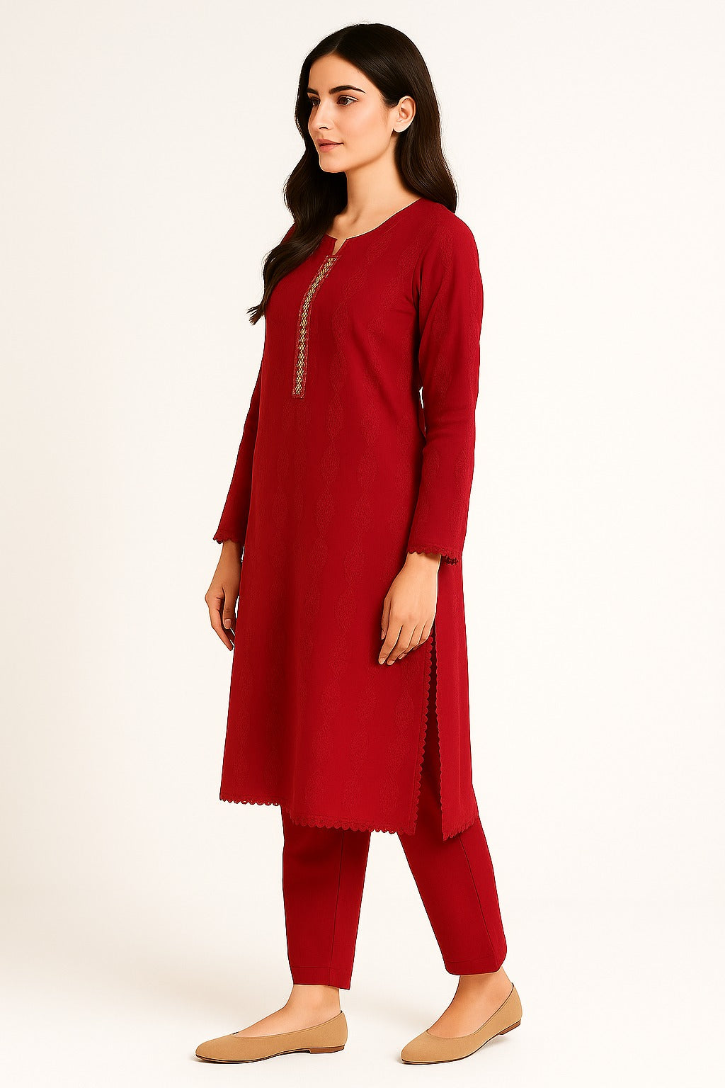 2 PIECE - EMBROIDERED KHADDAR SUIT