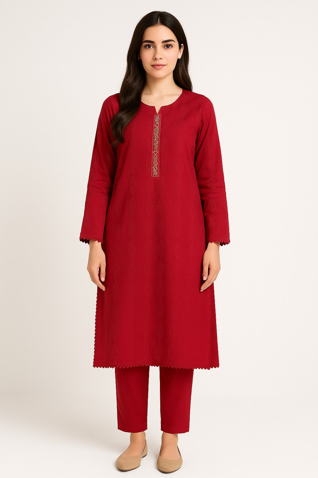 2 PIECE - EMBROIDERED KHADDAR SUIT