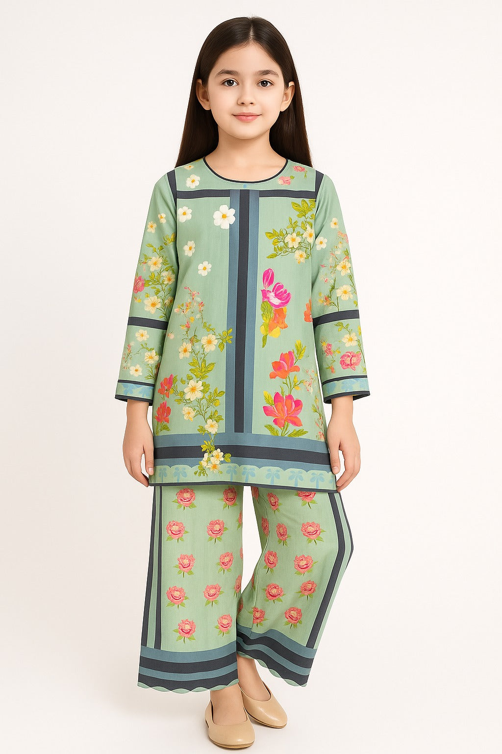 2 PIECE - PRINTED CAMBRIC SUIT