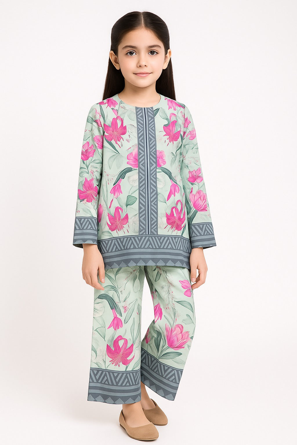 2 PIECE - PRINTED CAMBRIC SUIT