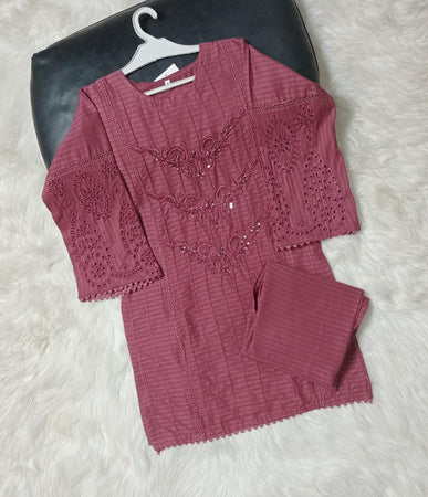 2 PIECE EMBROIDERED COTTON SUIT