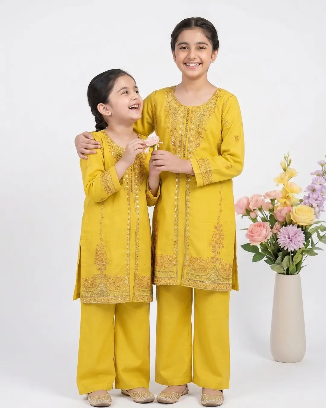2 PIECE - EMBROIDERED WINTER COTTON SUIT