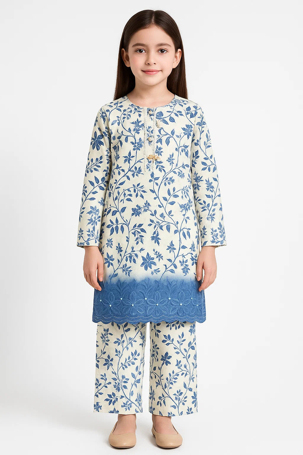 2 PIECE - EMBROIDERED CAMRIC SUIT