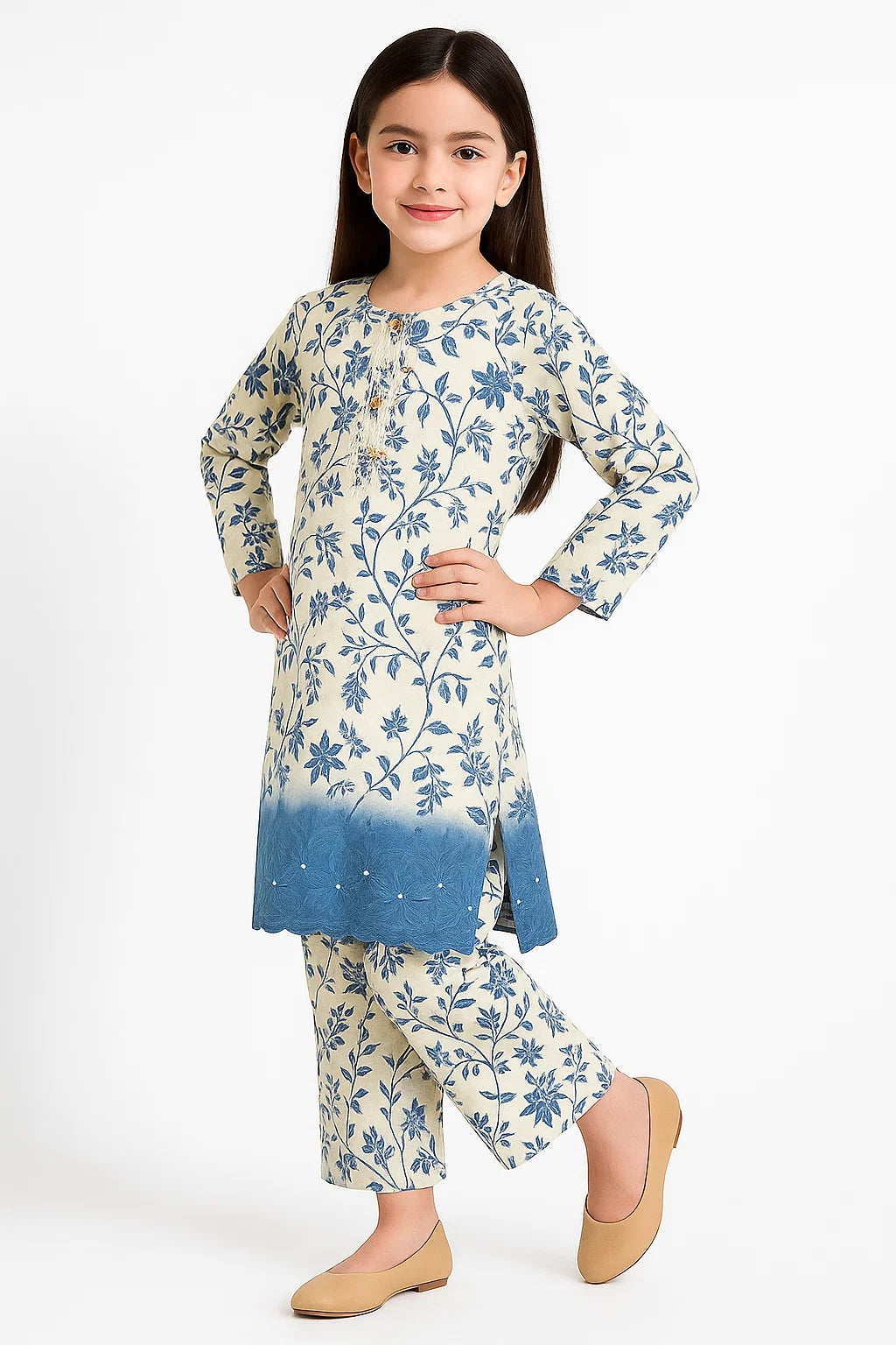 2 PIECE - EMBROIDERED CAMRIC SUIT