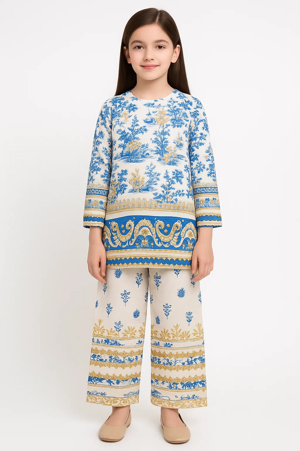 2 PIECE - PRINTED CAMBRIC SUIT