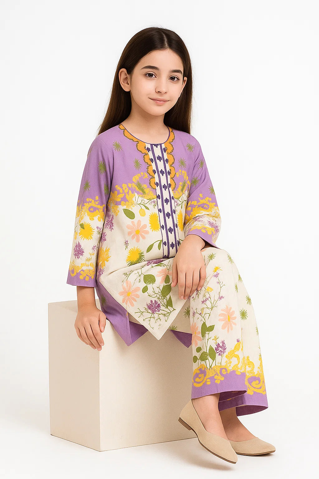 2 PIECE - PRINTED CAMBRIC SUIT