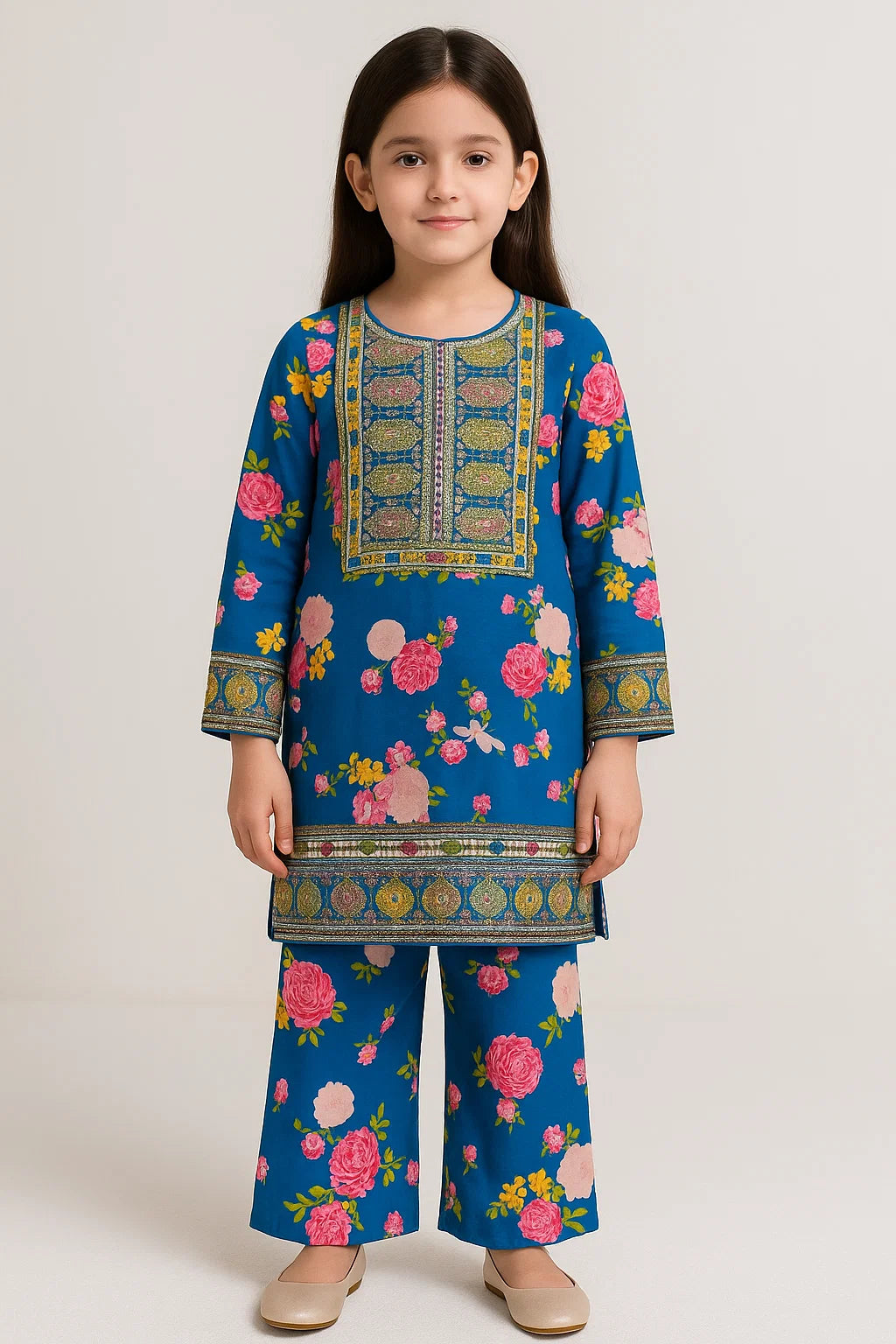 2 PIECE - EMBROIDERED CAMRIC SUIT