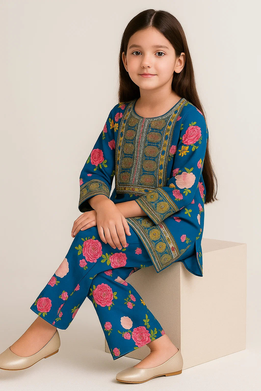 2 PIECE - EMBROIDERED CAMRIC SUIT