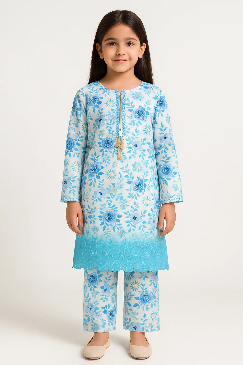 2 PIECE - EMBROIDERED CAMRIC SUIT