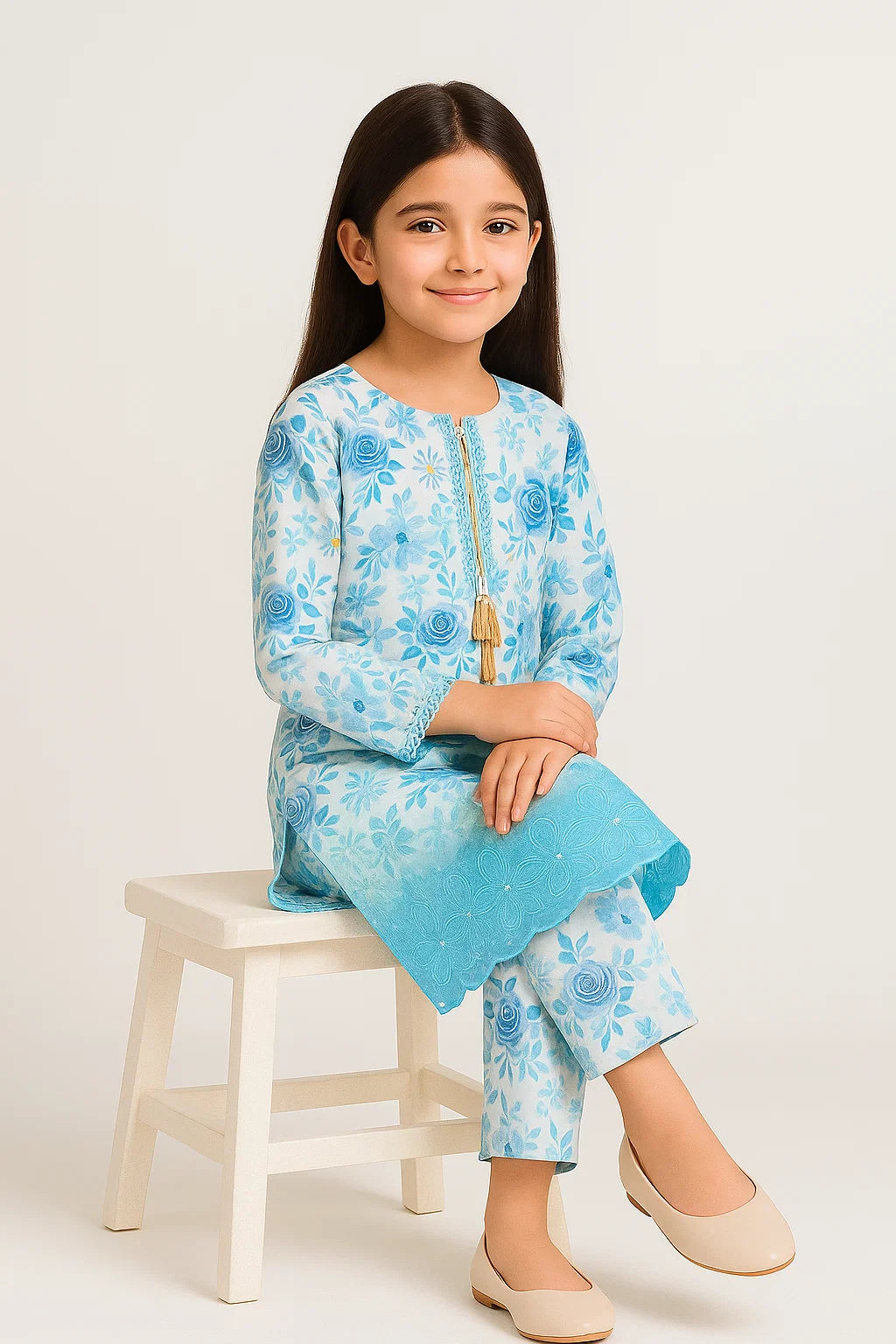 2 PIECE - EMBROIDERED CAMRIC SUIT