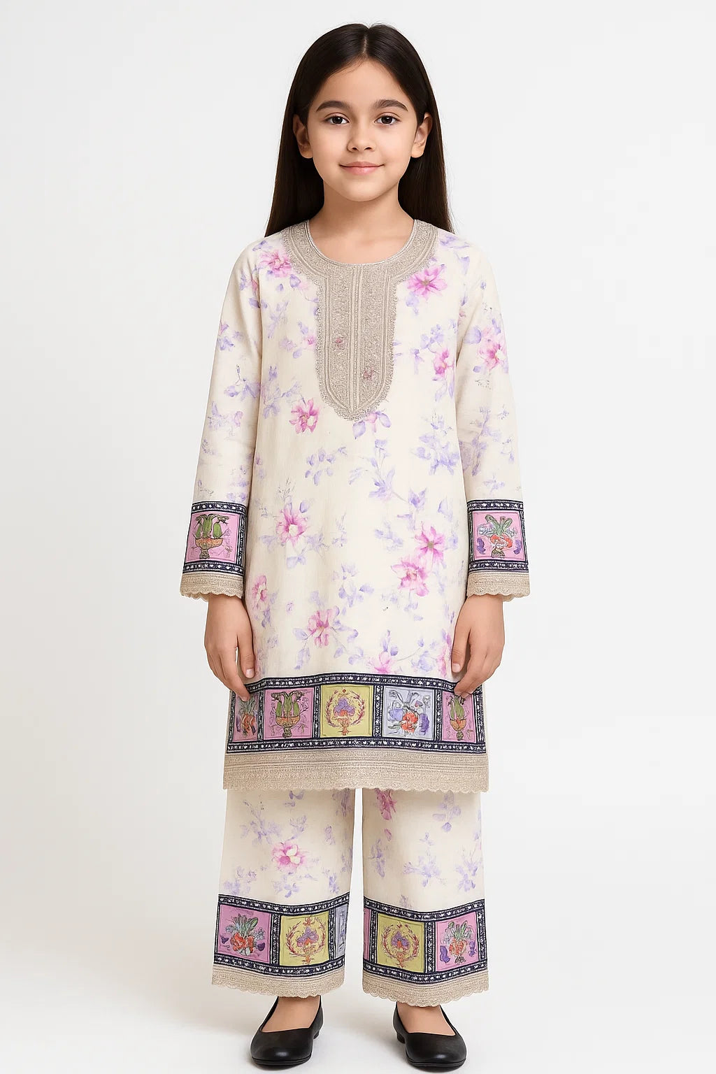 2 PIECE - EMBROIDERED CAMRIC SUIT